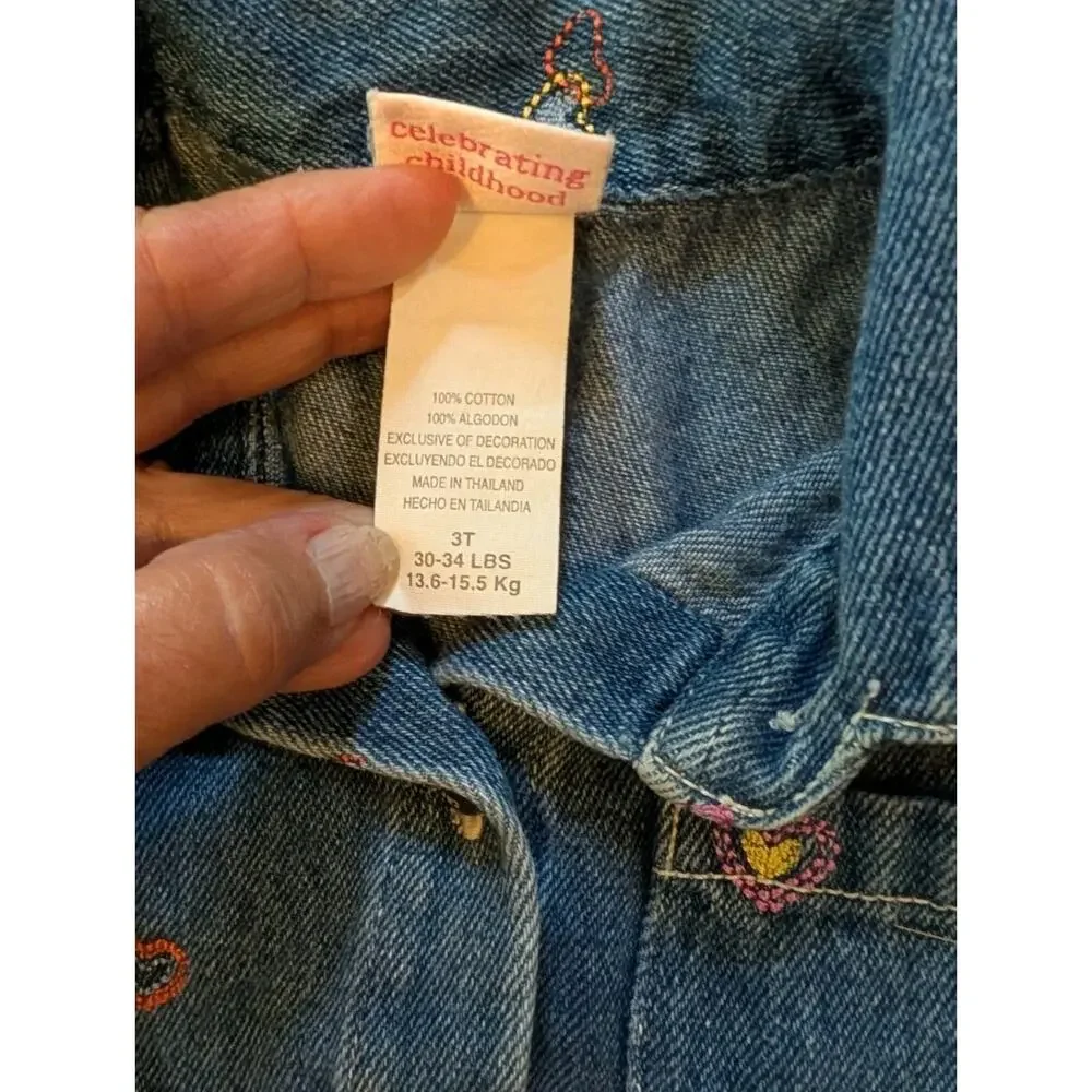 Vintage Carters Jean Dress Toddler Girls 3T Hearts